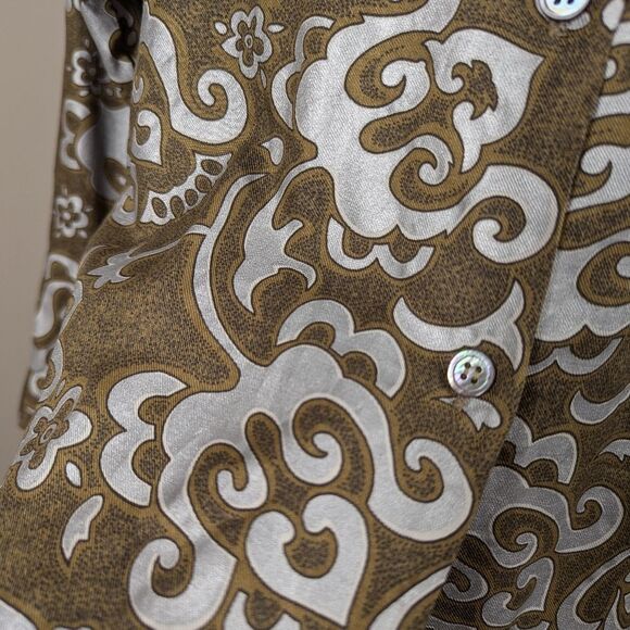 Vintage Esprit Shiny Print Blouse – Long Sleeve Button Down – Size Medium - Picture 5 of 8